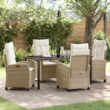 Set da Pranzo per Giardino con cuscino 5 pcs Beige polyrattan