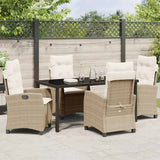 Set da Pranzo per Giardino con cuscino 5 pcs Beige polyrattan