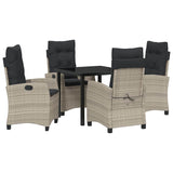 Set da Pranzo per Giardino 5 pcs Grigio chiaro polyrattan