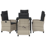 Set da Pranzo per Giardino 5 pcs Grigio chiaro polyrattan