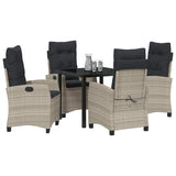 Set da Pranzo per Giardino 5 pcs Grigio chiaro polyrattan