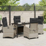 Set da Pranzo per Giardino 5 pcs Grigio chiaro polyrattan