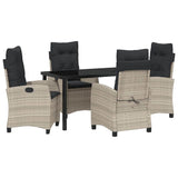 Set da Pranzo per Giardino 5 pcs Grigio chiaro polyrattan