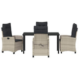 Set da Pranzo per Giardino 5 pcs Grigio chiaro polyrattan