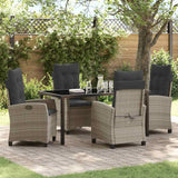 Set da Pranzo per Giardino 5 pcs Grigio chiaro polyrattan