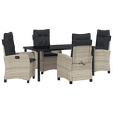 Set da Pranzo per Giardino 5 pcs Grigio chiaro polyrattan