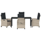 Set da Pranzo per Giardino 5 pcs Grigio chiaro polyrattan