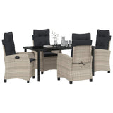 Set da Pranzo per Giardino 5 pcs Grigio chiaro polyrattan