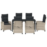 Set da Pranzo per Giardino 7 pcs Grigio chiaro polyrattan
