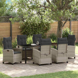 Set da Pranzo per Giardino 7 pcs Grigio chiaro polyrattan