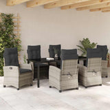 Set da Pranzo per Giardino 7 pcs Grigio chiaro polyrattan
