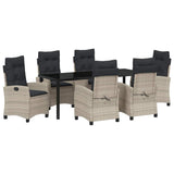 Set da Pranzo per Giardino 7 pcs Grigio chiaro polyrattan