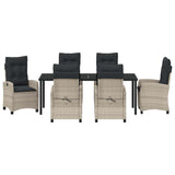 Set da Pranzo per Giardino 7 pcs Grigio chiaro polyrattan