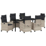 Set da Pranzo per Giardino 7 pcs Grigio chiaro polyrattan