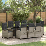 Set da Pranzo per Giardino 9 pcs Grigio chiaro polyrattan