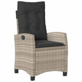 Set da Pranzo per Giardino 9 pcs Grigio chiaro polyrattan