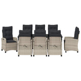 Set da Pranzo per Giardino 9 pcs Grigio chiaro polyrattan