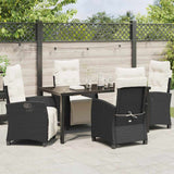 Set da Pranzo per Giardino con cuscino 5 pcs Nero polyrattan