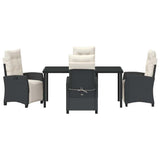 Set da Pranzo per Giardino con cuscino 5 pcs Nero polyrattan