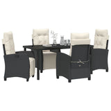 Set da Pranzo per Giardino con cuscino 5 pcs Nero polyrattan