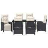 Set da Pranzo per Giardino con cuscino 7 pcs Nero polyrattan