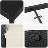 Set da Pranzo per Giardino con cuscino 7 pcs Nero polyrattan