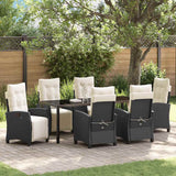 Set da Pranzo per Giardino con cuscino 7 pcs Nero polyrattan