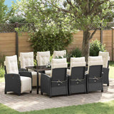 Set da Pranzo per Giardino con cuscino 9 pcs Nero polyrattan