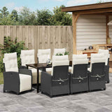 Set da Pranzo per Giardino con cuscino 9 pcs Nero polyrattan