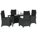 Set da Pranzo per Giardino con cuscino 5 pcs Nero polyrattan