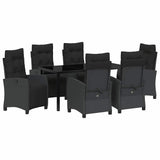 Set da Pranzo per Giardino con cuscino 7 pcs Nero polyrattan