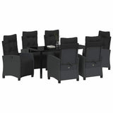 Set da Pranzo per Giardino con cuscino 7 pcs Nero polyrattan