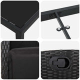 Set da Pranzo per Giardino con cuscino 7 pcs Nero polyrattan