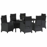 Set da Pranzo per Giardino con cuscino 7 pcs Nero polyrattan