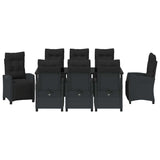 Set da Pranzo per Giardino con cuscino 9 pcs Nero polyrattan
