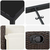Set da Pranzo per Giardino con cuscino 5 pcs Marrone polyrattan