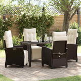Set da Pranzo per Giardino con cuscino 5 pcs Marrone polyrattan