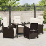 Set da Pranzo per Giardino con cuscino 5 pcs Marrone polyrattan
