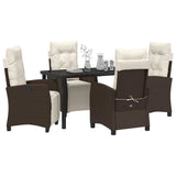 Set da Pranzo per Giardino con cuscino 5 pcs Marrone polyrattan