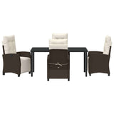 Set da Pranzo per Giardino con cuscino 5 pcs Marrone polyrattan