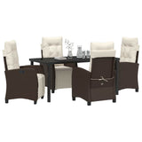 Set da Pranzo per Giardino con cuscino 5 pcs Marrone polyrattan