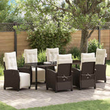 Set da Pranzo per Giardino con cuscino 7 pcs Marrone polyrattan