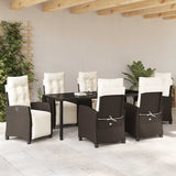 Set da Pranzo per Giardino con cuscino 7 pcs Marrone polyrattan