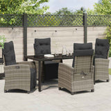 Set da Pranzo per Giardino con cuscino 5 pcs Grigio polyrattan