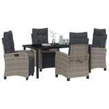 Set da Pranzo per Giardino con cuscino 5 pcs Grigio polyrattan