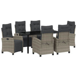 Set da Pranzo per Giardino con cuscino 7 pcs Grigio polyrattan