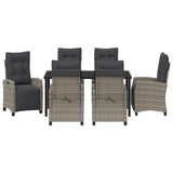 Set da Pranzo per Giardino con cuscino 7 pcs Grigio polyrattan