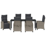 Set da Pranzo per Giardino con cuscino 7 pcs Grigio polyrattan