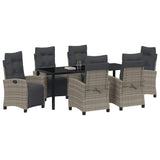 Set da Pranzo per Giardino con cuscino 7 pcs Grigio polyrattan