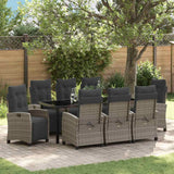 Set da Pranzo per Giardino con cuscino 9 pcs Grigio polyrattan